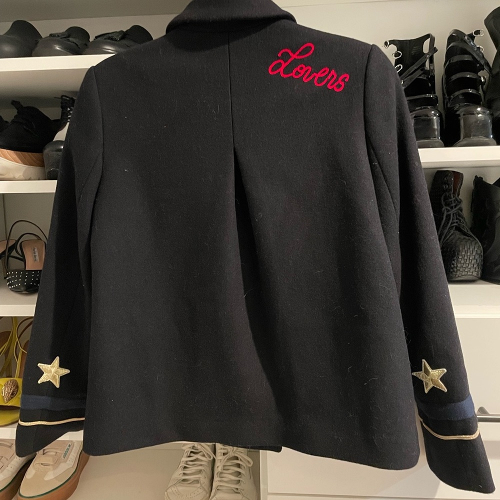 Zara embroidered pea coat size small black - Picture 2 of 5